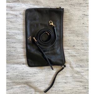 Black Fossil Leather Crossbody Purse